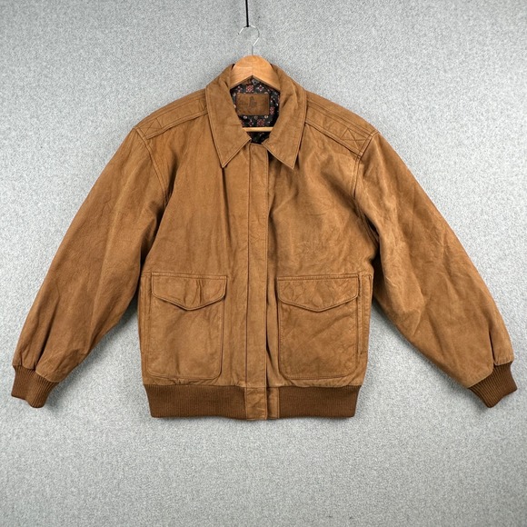 Hunt Club Other - Hunt Club Jacket Mens Medium Brown Leather Bomber Suede Full Zip Quilted Lining